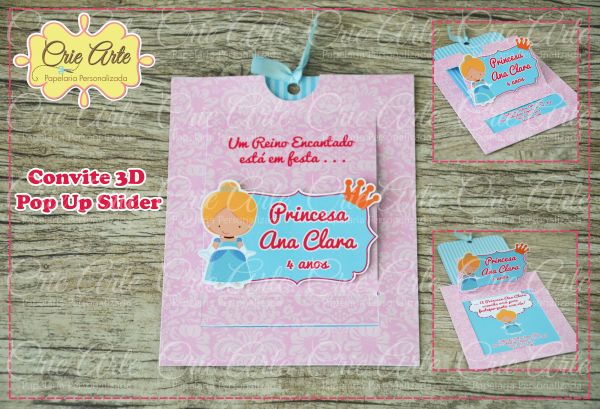 Convite 3D Pop Up Slider Cinderela
