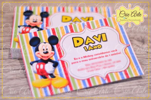Convite Mickey 12x8